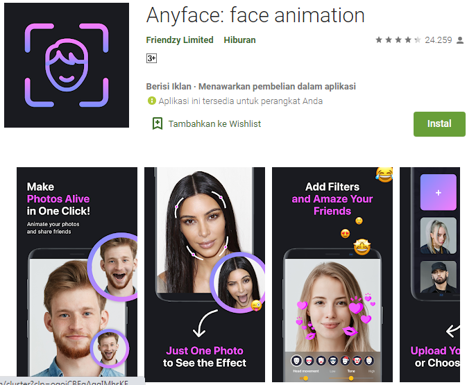 Aplikasi Foto Bisa Nyanyi yang Lagi Viral Android - Anyface face animation