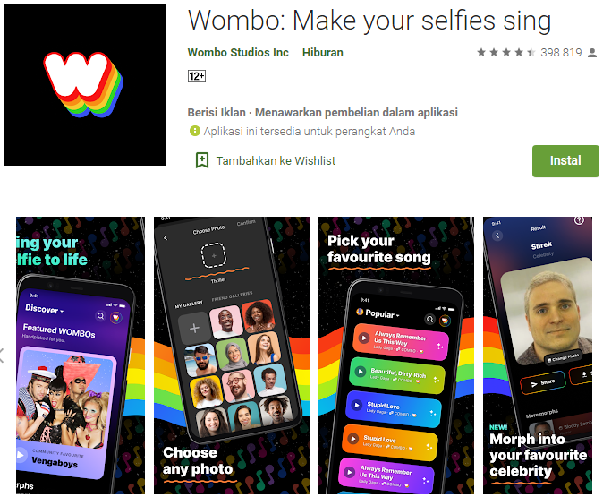 Aplikasi Foto Bisa Nyanyi yang Lagi Viral Android - Wombo Make your selfies sing